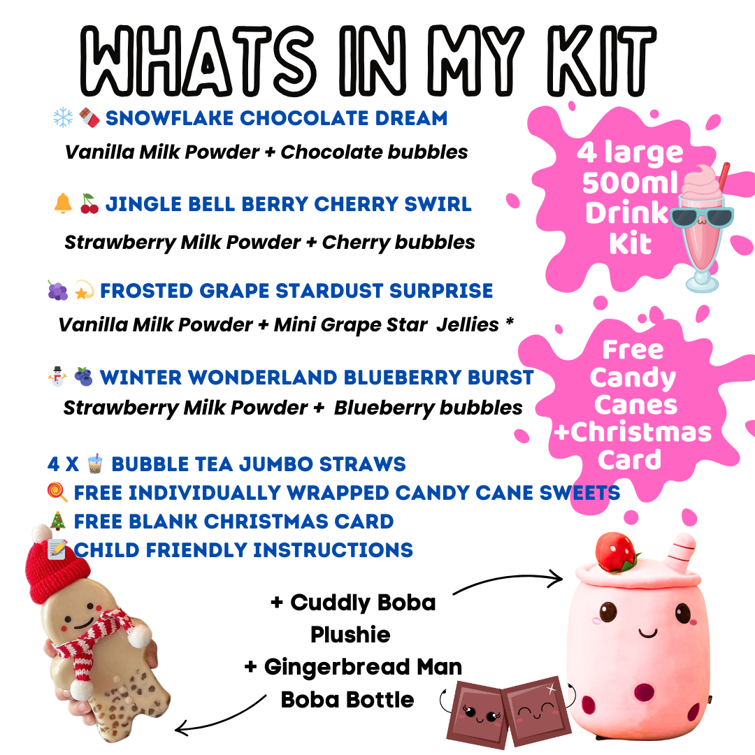 Kids Favourites Xmas Bubble MILK Tea Kit BUNDLE